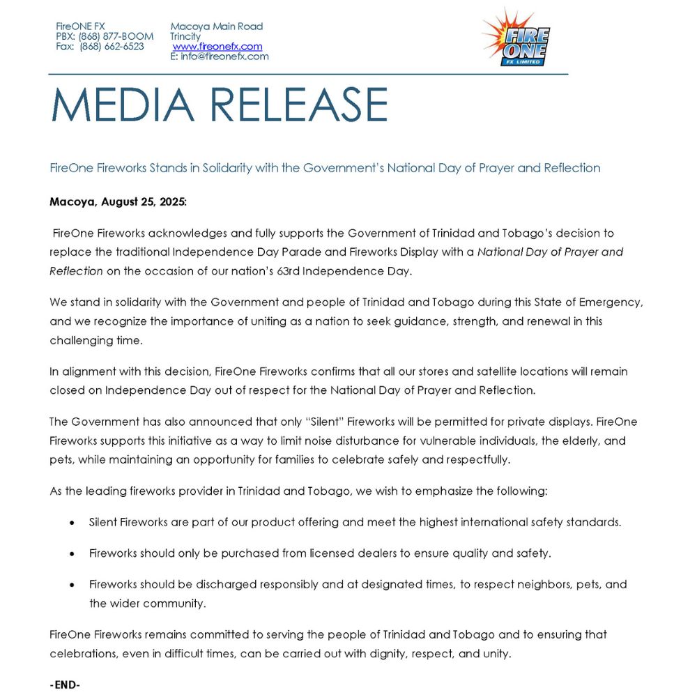 Fireone statement 250825