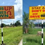 New road safety signs being erected