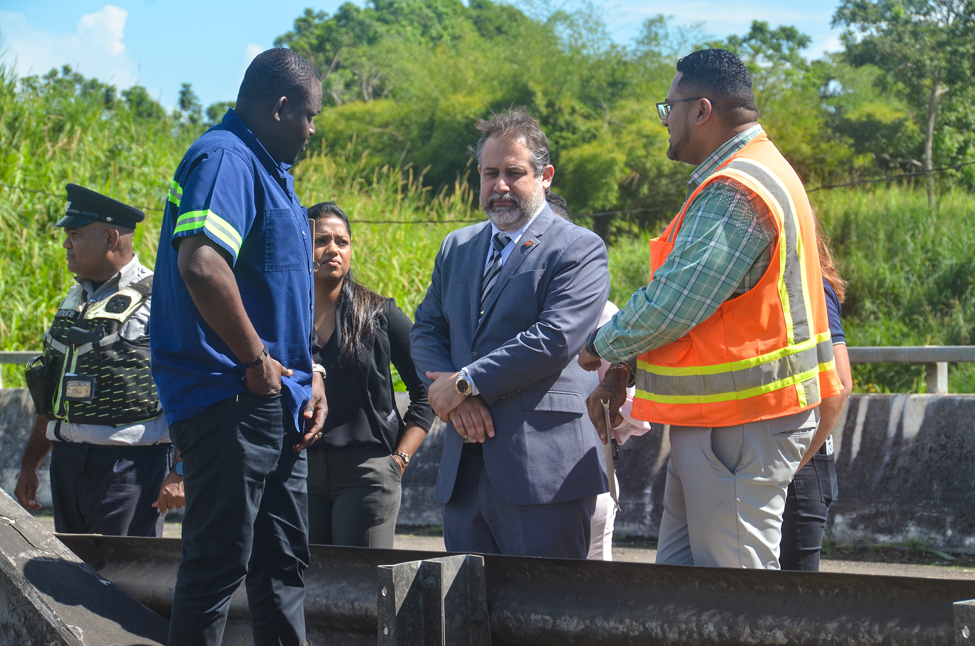 Minister Eli Zakour held discussion with Traffic Engineer andPolice Road Safety Project Coordinator, Sergeant Brent Batson