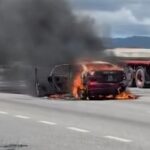 Car on fire near Mausica