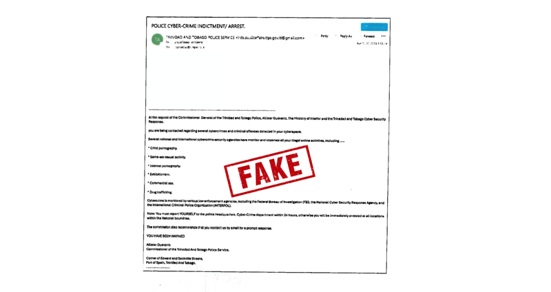 Photo Fraudulent Cybercrime Notice