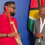 Lara presents historic cricket bat to Guyana President