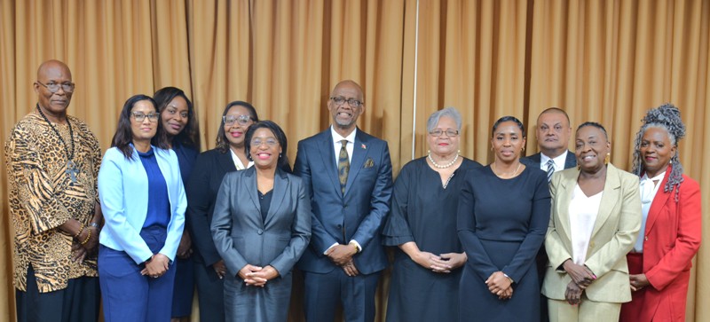 Sen.the Hon Leroy Baptiste and Ministry Executives joined by newly installed CCLCS board of Governors