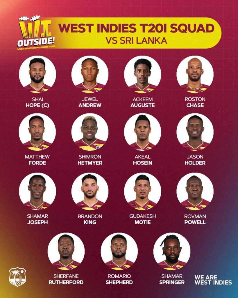 WI T20 Squad vs Sri Lanka